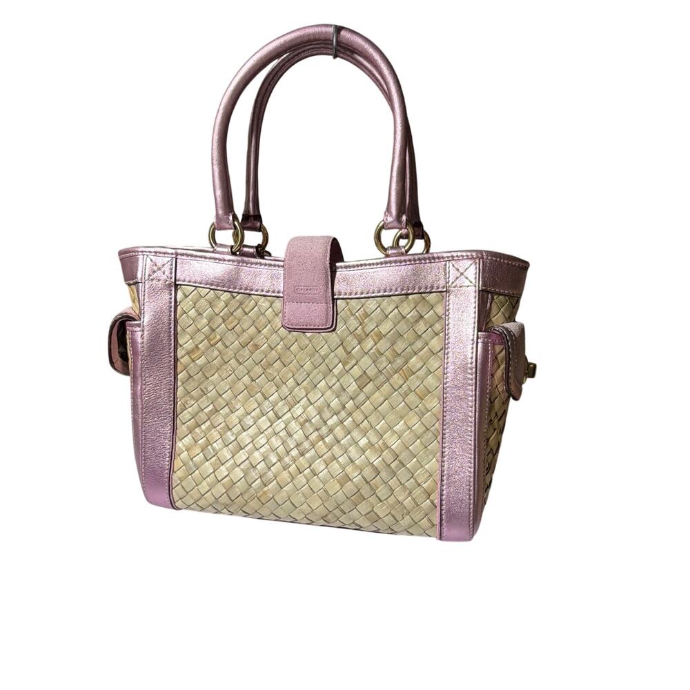 Coach Hamptons  LIMITED  EDITION 2004 straw weave metallic pink  EUC - Picture 8 of 12